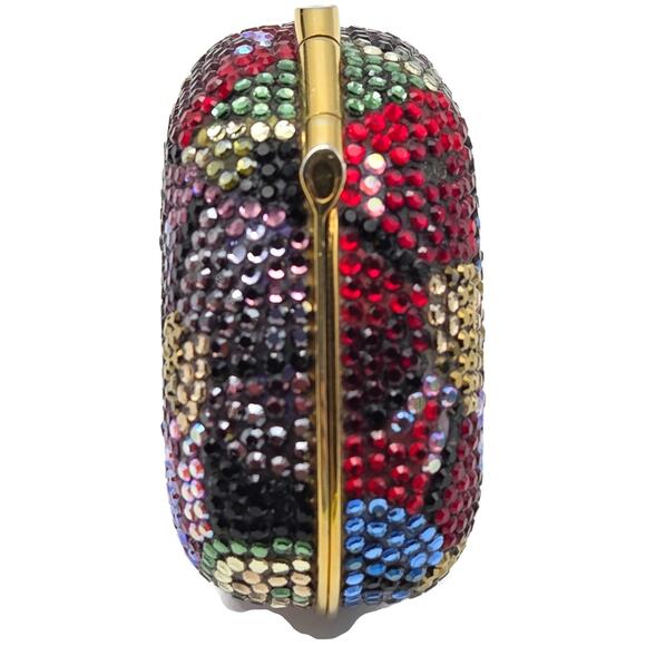 Judith Leiber Heart Crystal Pill Box Multicolor Pave Gold Tone Signed 2 inches - Picture 10 of 16